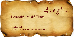 Lombár Ákos névjegykártya